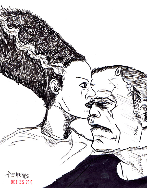 Frankenstein and the Bride --#inktober 25