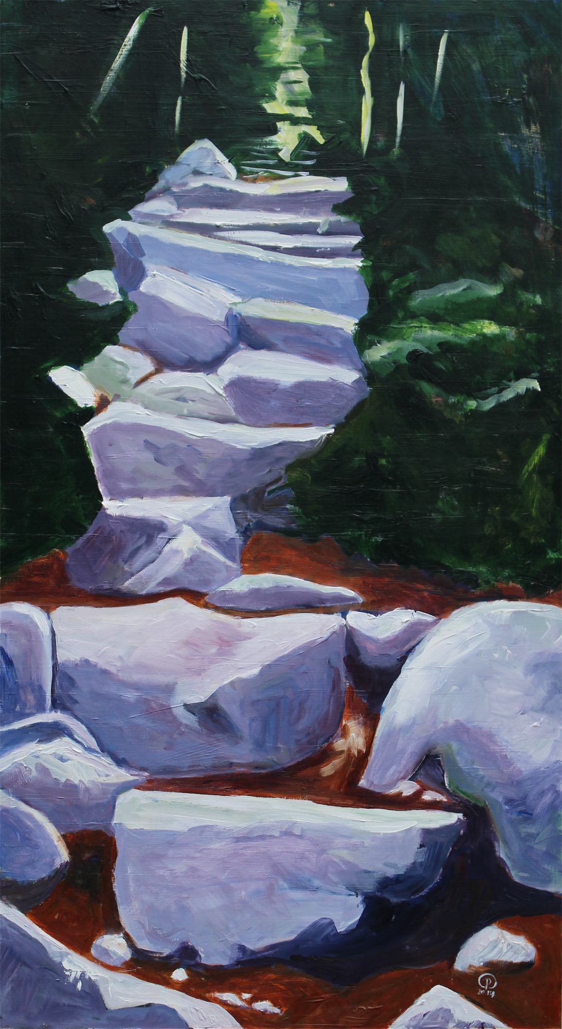 Chimney Pond Trail 49x24 inches Acrylic on Masonite